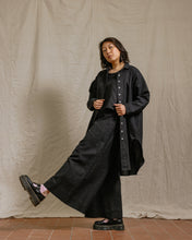 Soft Volume Shirt Dress in Black Linen