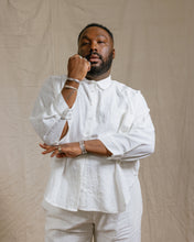 Soft Volume Long Sleeve Top in White Linen (RTS)