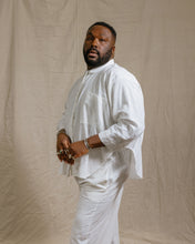Soft Volume Long Sleeve Top in White Linen (RTS)