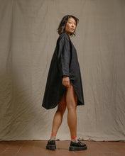 Soft Volume Shirt Dress in Black Linen (RTS)