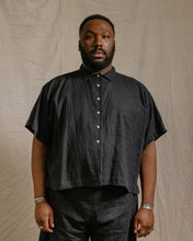  Boxy Collared Top in Black Linen (RTS)