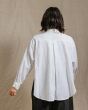 Soft Volume Long Sleeve Top in White Linen
