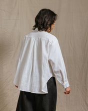 Soft Volume Long Sleeve Top in White Linen