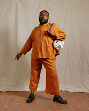 Soft Volume Long Sleeve Top in Rust Linen