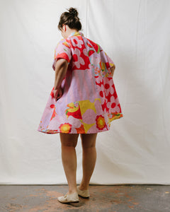 Collared Swing Dress in Tutti Frutti Linen (RTS)