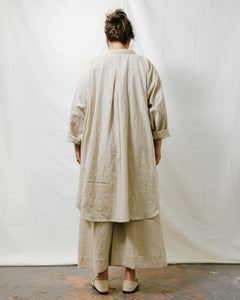 Soft Volume Shirt Dress in Oat Milk Linen