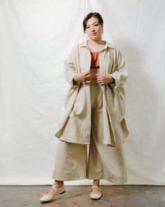 Soft Volume Shirt Dress in Oat Milk Linen