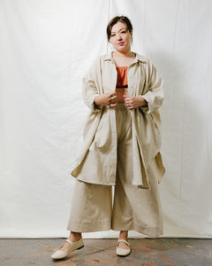 Soft Volume Shirt Dress in Oat Milk Linen (RTS)