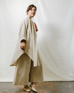 Mid Easy Flare Pant in Oat Milk Linen