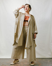 Mid Easy Flare Pant in Oat Milk Linen