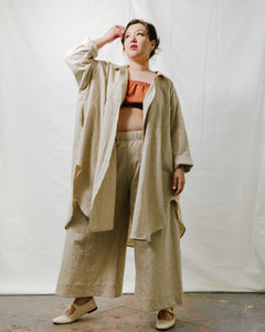 Mid Easy Flare Pant in Oat Milk Linen