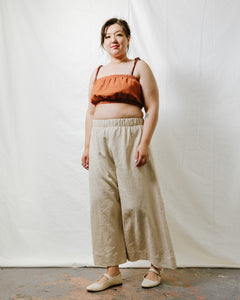 Mid Easy Flare Pant in Oat Milk Linen