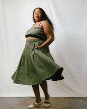 Midi Skirt in Olive Linen