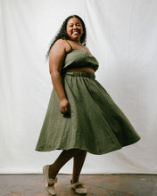 Midi Skirt in Olive Linen