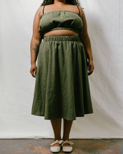 Midi Skirt in Olive Linen