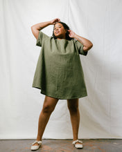 Trapeze Dress in Olive Linen
