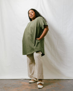 Trapeze Dress in Olive Linen