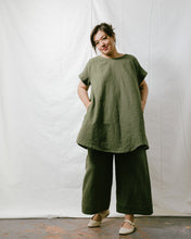 Trapeze Dress in Olive Linen