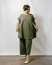 Trapeze Dress in Olive Linen