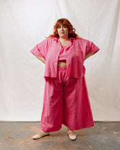Boxy Collared Top in Carnation Pink Linen