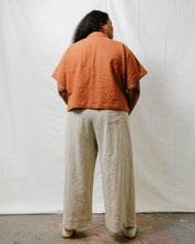 Boxy Collared Top in Rust Linen