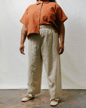 Boxy Collared Top in Rust Linen