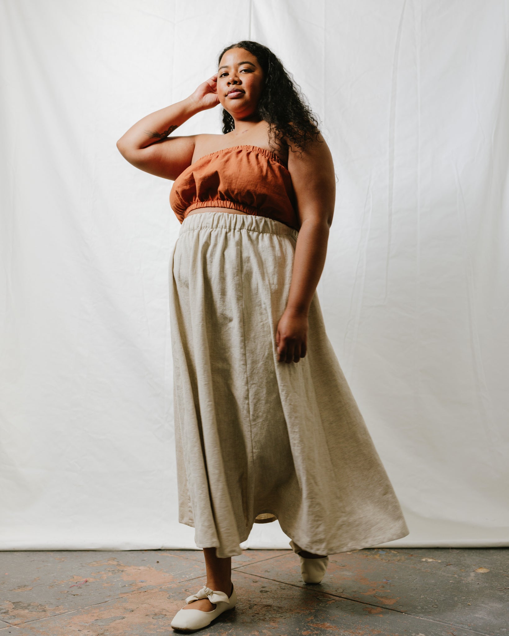 Semi- self drafted linen wrap skirt | oolong stitches