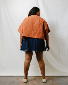 Super Wide Crop Top in Rust Linen