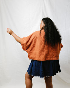 Super Wide Crop Top in Rust Linen