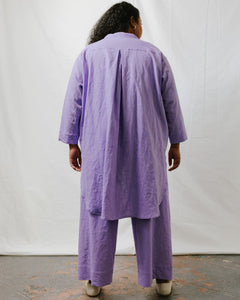 Soft Volume Shirt Dress in Lavender Linen
