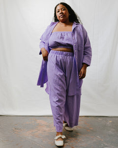 Soft Volume Shirt Dress in Lavender Linen