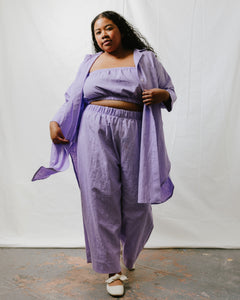 Soft Volume Shirt Dress in Lavender Linen