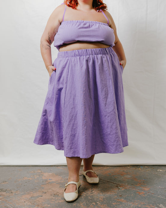 Midi Skirt in Lavender Linen