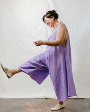 Wide Leg Overalls in Lavender Linen