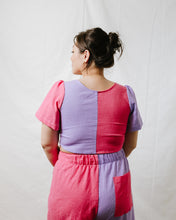 Tied Back to Front Top in Lavender + Carnation Linen