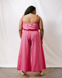 Mid Easy Flare Pant in Carnation Pink Linen