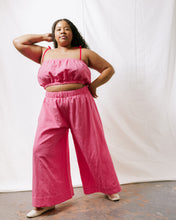 Mid Easy Flare Pant in Carnation Pink Linen