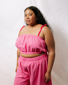 Tube Top in Carnation Pink Linen