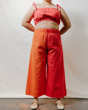 Mid Easy Flare Pant in Poppy + Marigold Linen (RTS)