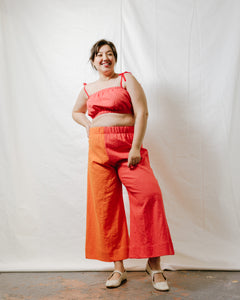 Mid Easy Flare Pant in Poppy + Marigold Linen