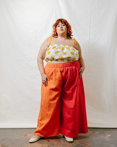 Mid Easy Flare Pant in Poppy + Marigold Linen (RTS)