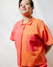 Boxy Collared Top in Poppy + Marigold Linen (RTS)