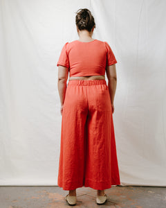 Mid Easy Flare Pant in Poppy Linen