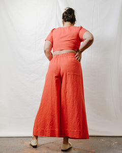 Mid Easy Flare Pant in Poppy Linen