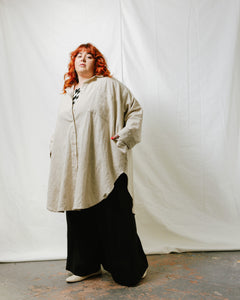 Soft Volume Shirt Dress in Oat Milk Linen