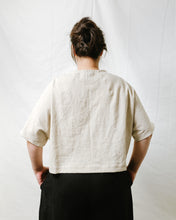 Super Wide Crop Top In Oat Milk Linen