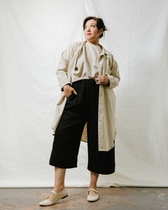 Soft Volume Shirt Dress in Oat Milk Linen