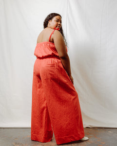 Mid Easy Flare Pant in Poppy Linen