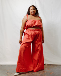 Mid Easy Flare Pant in Poppy Linen (RTS)