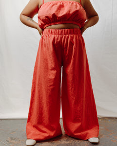 Mid Easy Flare Pant in Poppy Linen